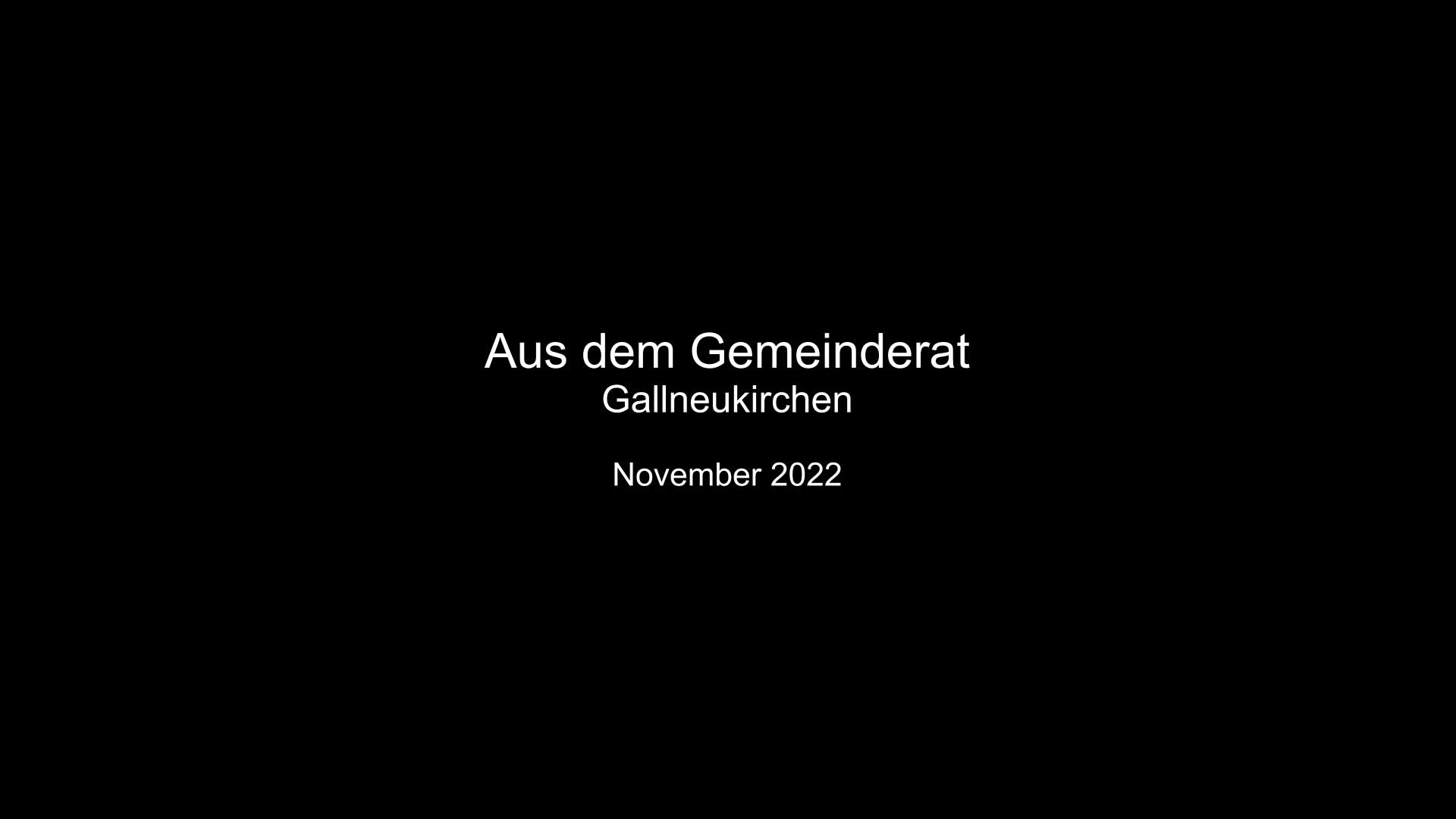 Aus dem Gemeinderat Gallneukirchen - November 2022