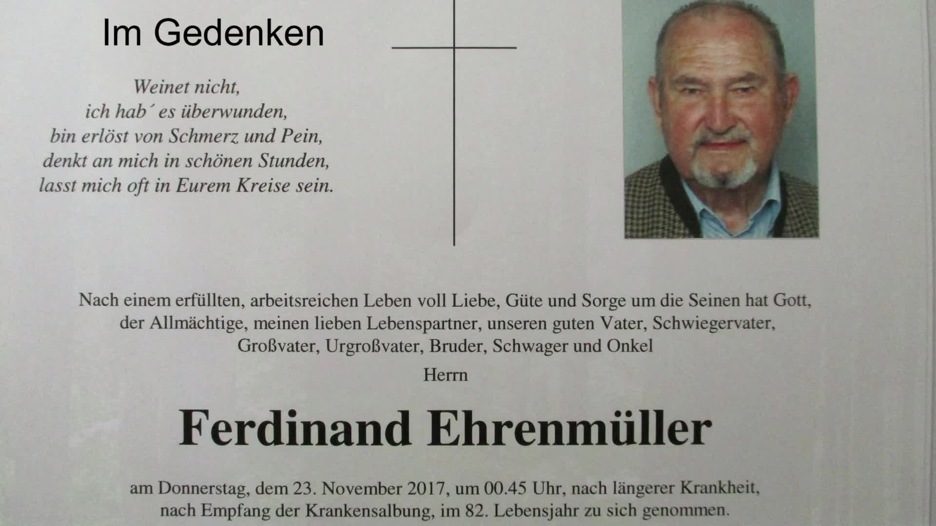 Im Gedenken an Ferdinand Ehrenmüller